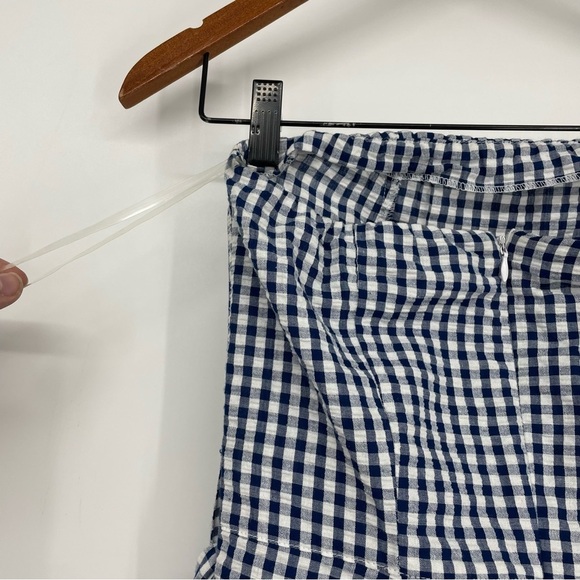 Kenar Gingham blue white checkered strapless jumpsuit waist tie  100% cotton XS - Picture 7 of 16